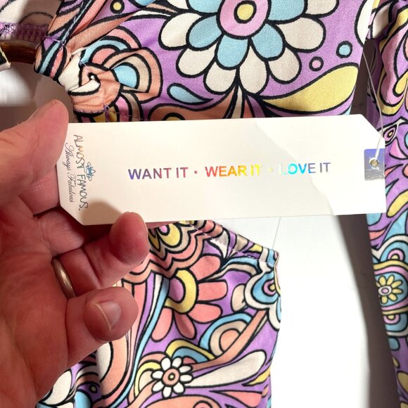 Almost Famous Cut Out Dress LARGE Pastel Purple Party 70's NEW - Picture 9 of 12